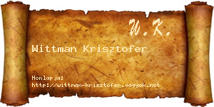 Wittman Krisztofer névjegykártya